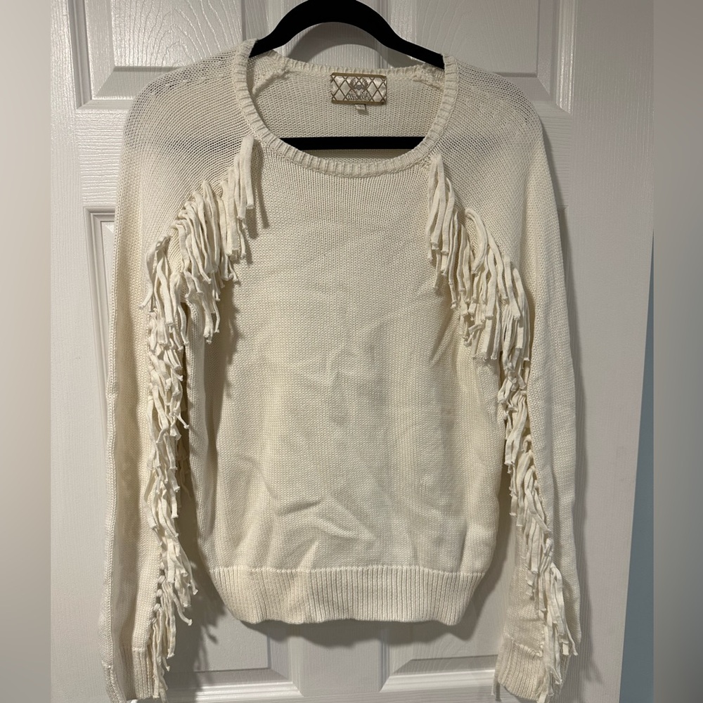 Cream Fringe Sweater - woman’s